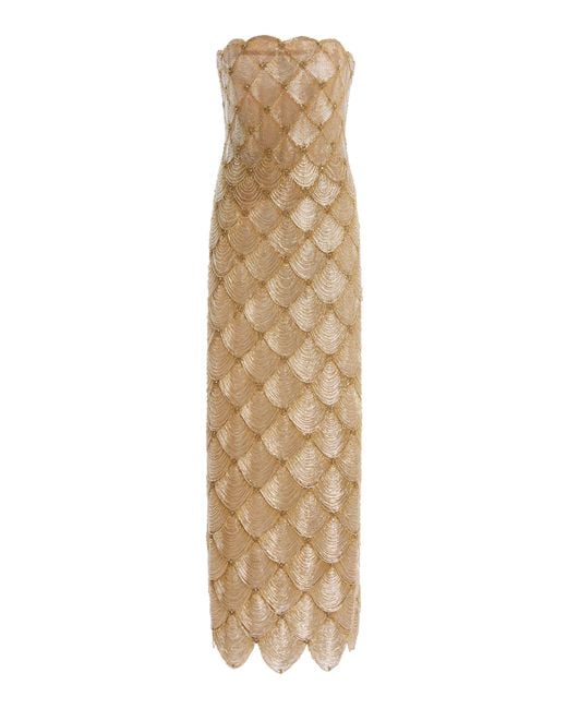 oscar de la renta beaded dress 2015 Oscar De La Renta Hand Beaded Silk Gown - XS/2