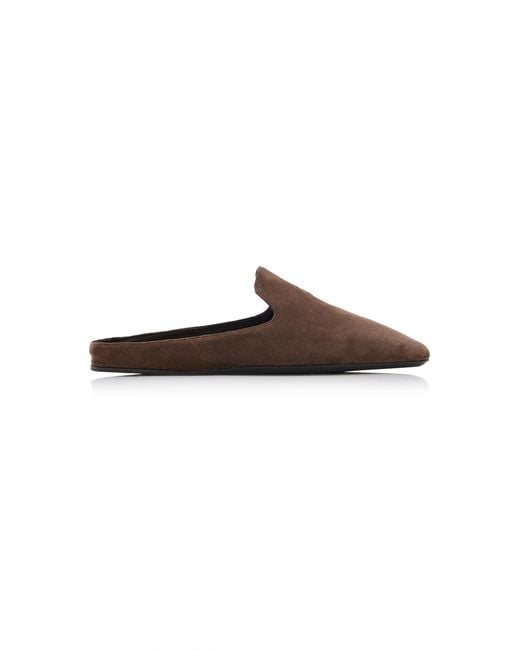 Max Mara Brown Leather Square-Toe Mules