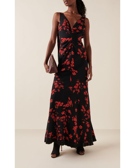 Victoria Beckham Gathered Open Back Stretch-crepe Maxi Dress