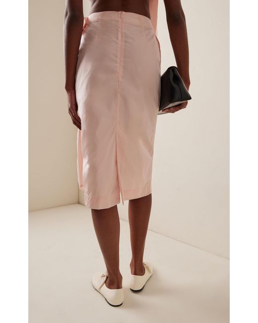 Simone Rocha Pink Rose-detailed Taffeta Midi Skirt