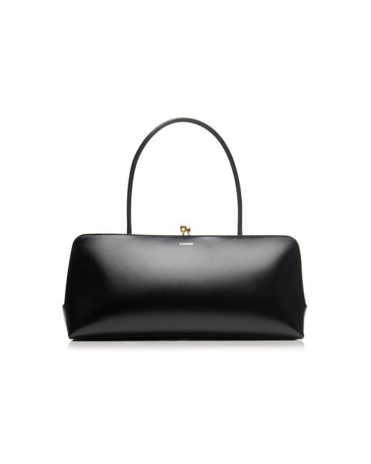 Jil Sander Black Medium Goji Frame Pearl Leather Top Handle Bag