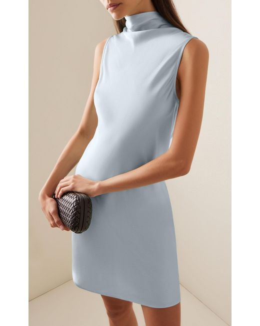 LAPOINTE Blue Satin Mini Dress