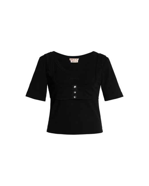Marni Black Buttoned Cotton Top