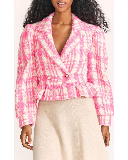 LoveShackFancy Braelynn Tweed Cropped Jacket in Pink | Lyst