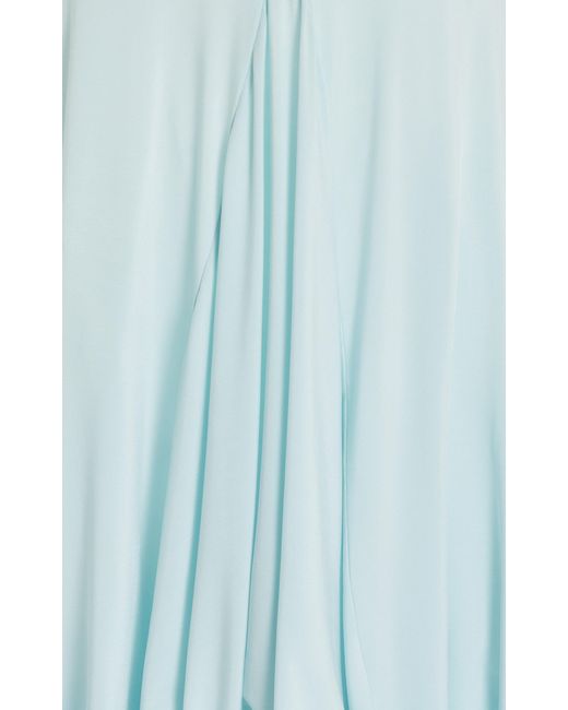 Magda Butrym Blue Floral-detailed Draped Cupro Maxi Dress