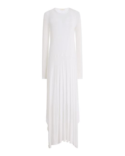 DIOTIMA White Veil Asymmetric Cotton Maxi Dress