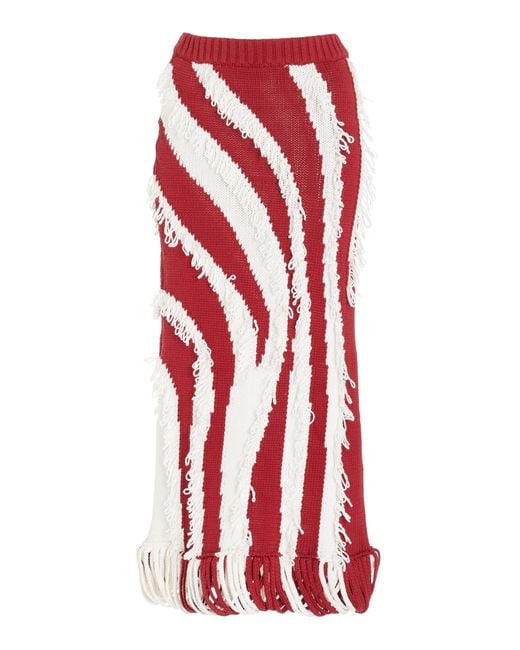 DIOTIMA Women's Red Roaring Intarsia Cotton Skirt