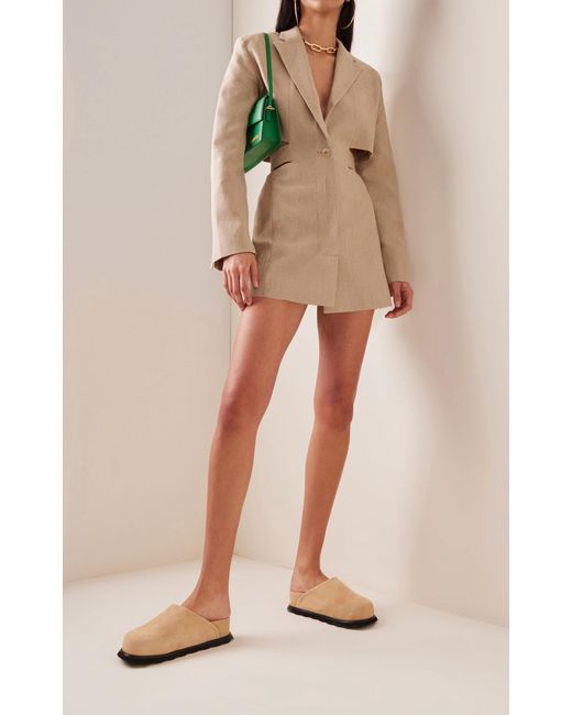 Jacquemus Bari Slub-weave Mini Blazer Dress in Natural | Lyst