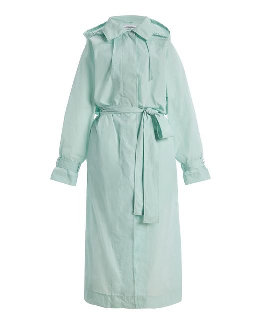 Another Tomorrow Green Belted Trench Coat