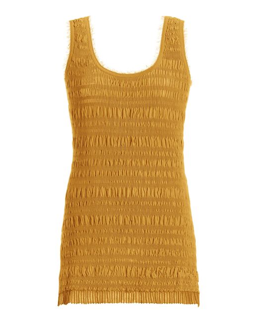 Ashlyn Yellow Smocked Cotton-Blend Top