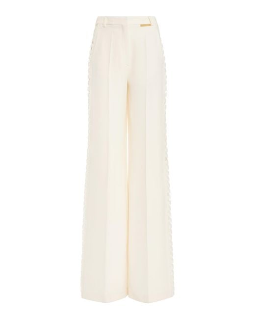 Zuhair Murad White Lace-detailed Cady Wide-leg Pants