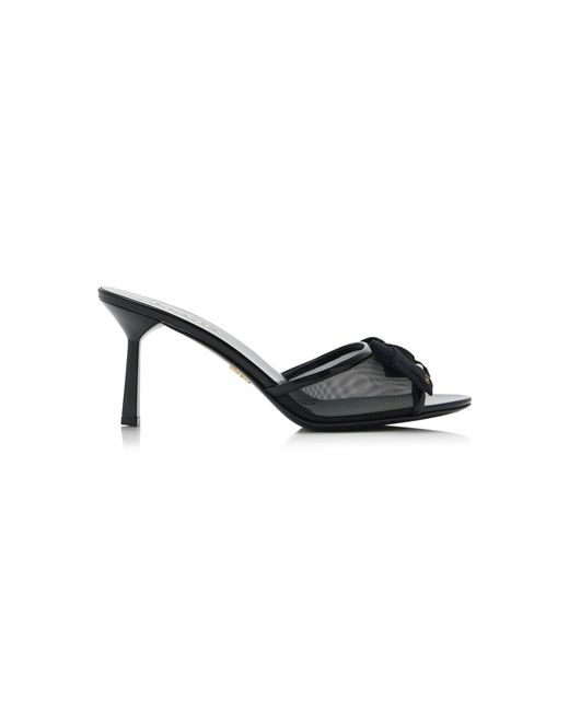 Prada Black Bow-Detailed Mesh Mules