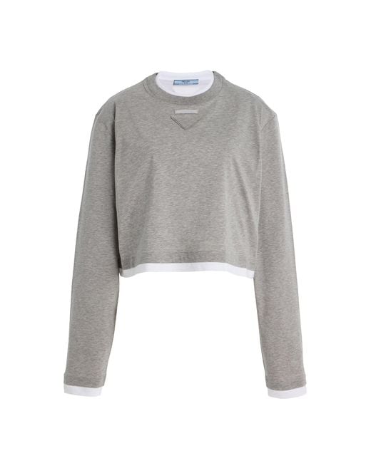 Prada Gray Cotton Jersey T-Shirt