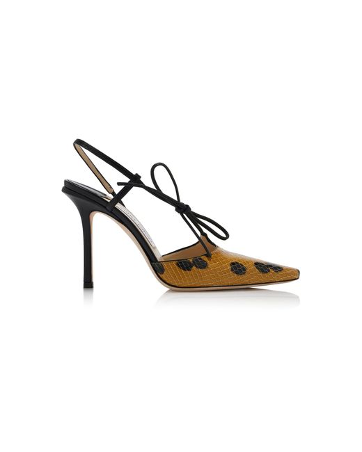 Jimmy Choo Multicolor 2000 The Bow Snake-Effect Leather Pumps