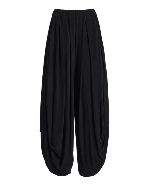 Michael Kors Black Draped Georgette Jersey Wide-Leg Pants