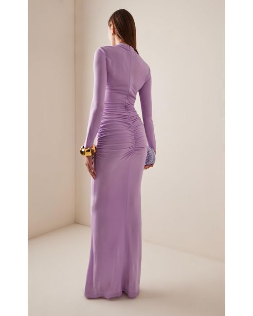 Carolina Herrera Purple Twisted Stretch Wool Maxi Dress