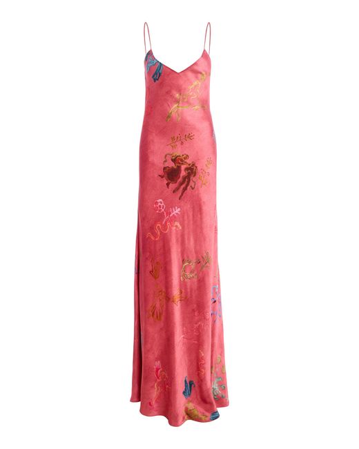 Alejandra Alonso Rojas Red Satin Slip Gown