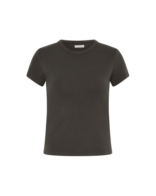 St. Agni Black Organic Crewneck Cotton Top