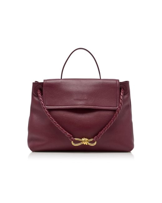 Bottega Veneta Purple Medium Andiamo Leather Top Handle Bag