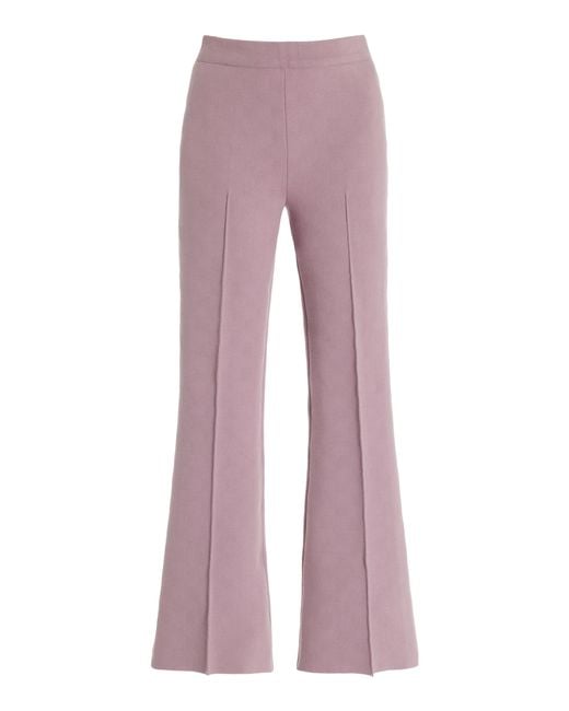 High Sport Purple Kick Stretch-cotton Knit Cropped Flared Pants