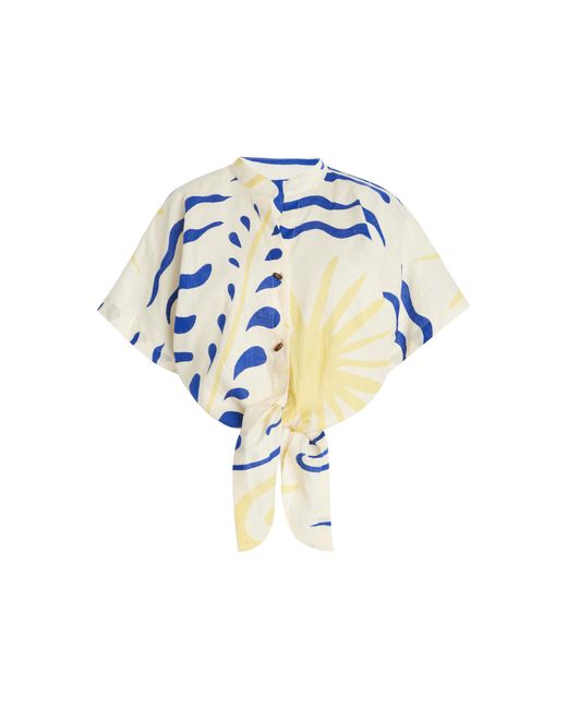 Cala De La Cruz Blue Leroy Linen Shirt