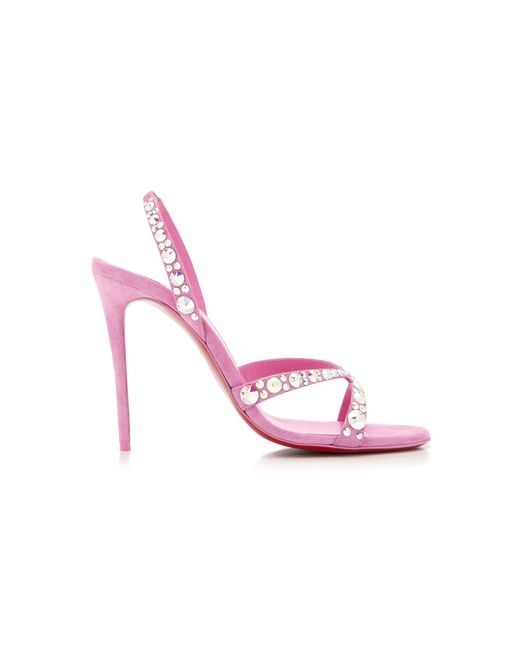 Christian Louboutin Pink Emilie 100mm Embellished Suede Sandals
