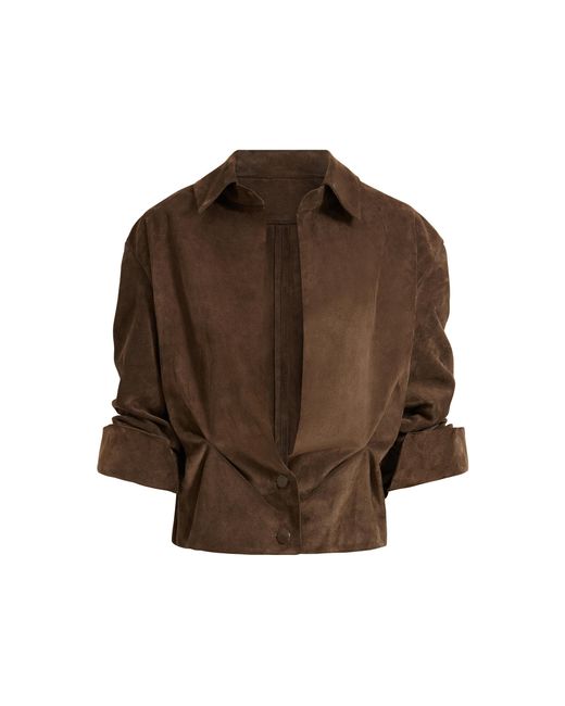 16Arlington Brown Erco Open-Front Suede Jacket
