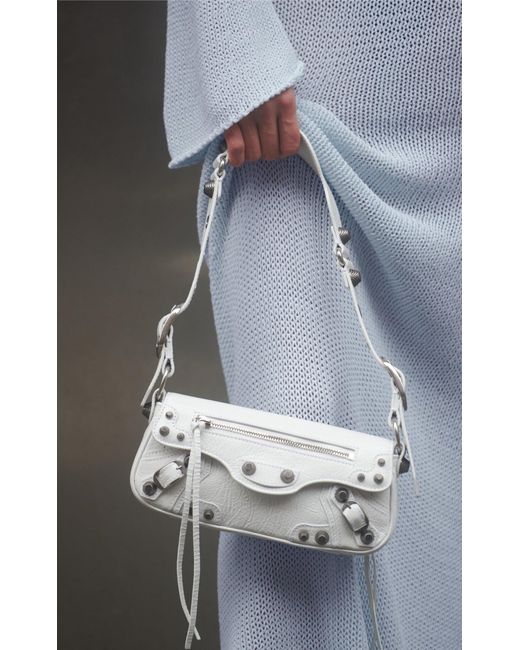 Balenciaga White Le Cago Mini Leather Shoulder Bag