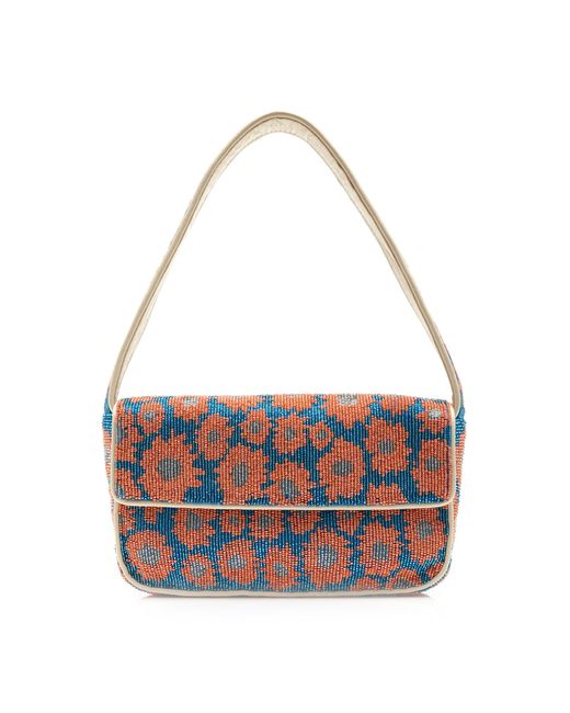 Staud Blue Tommy Beaded Shoulder Bag