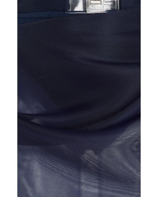 Brandon Maxwell Blue The Isobel Belted Sheer Midi Skirt