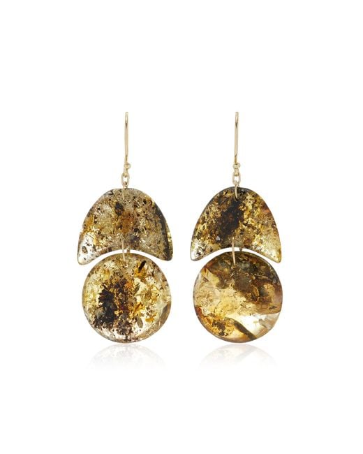 Ten Thousand Things Metallic Tiny Arps 18k Yellow Gold Amber Earrings