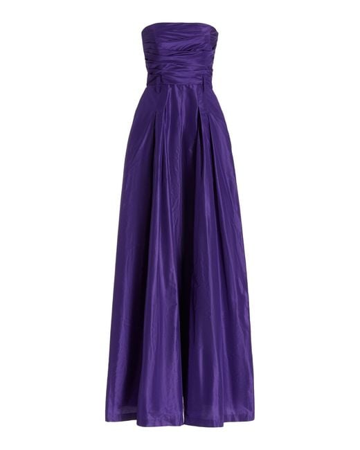 Oscar de la Renta Purple Silk Taffeta Bow-detail Jumpsuit