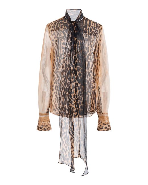 LAQUAN SMITH Multicolor Tie-Detail Silk-Blend Top