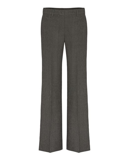 Magda Butrym Gray Mid-Rise Wool-Linen Straight-Leg Pants