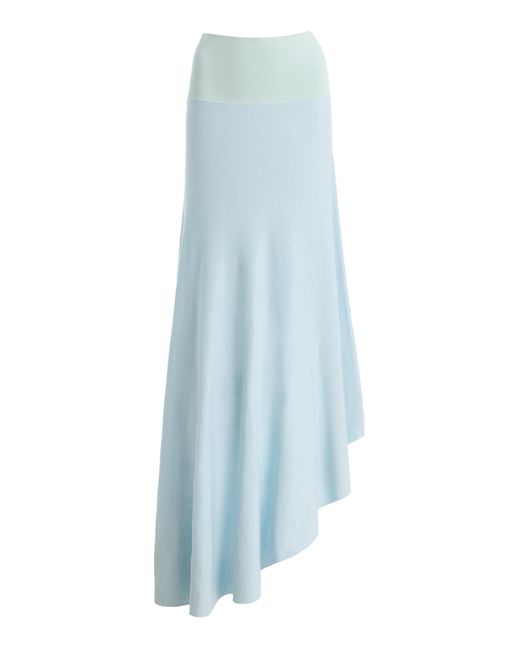 DIOTIMA Blue Barre Cotton-Cashmere Skirt