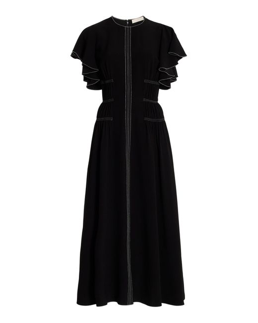 Ulla Johnson Black Anais Flutter Sleeve Midi Dress