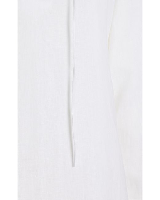 Asceno White The Lisbon Linen Tunic Maxi Dress