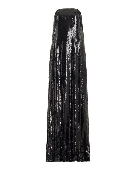 Adam Lippes Black Strapless Sequined Bustier Maxi Dress