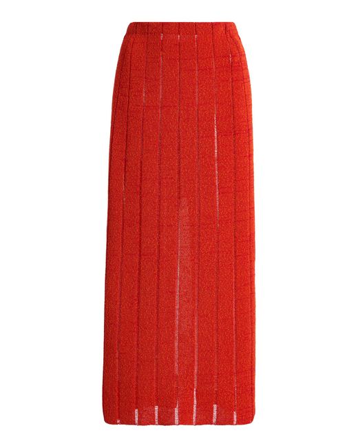 Proenza Schouler Red Maelle Tweed Midi Skirt