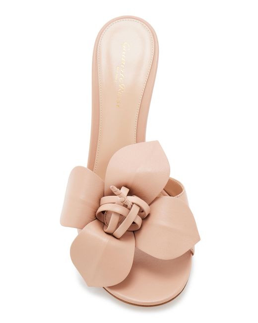 Gianvito Rossi Natural Flower-embellished Leather Sandals