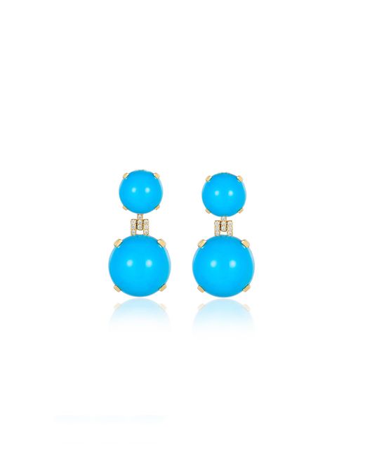 Goshwara Blue Double Sphere Drop Earrings
