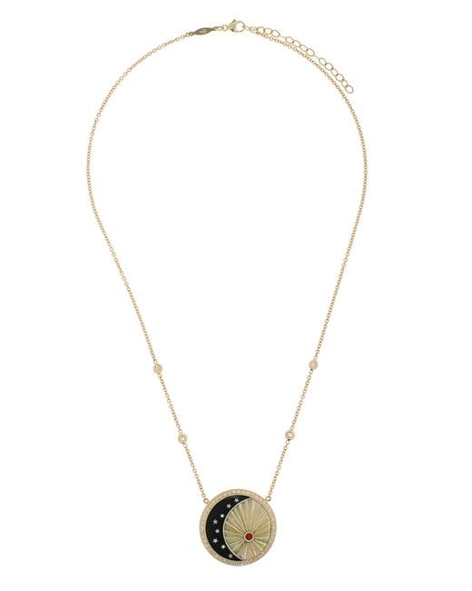 Jacquie Aiche Black Sun Moon And Star 14k Yellow Gold Diamond, Opal, Onyx Necklace