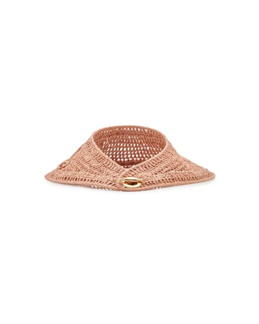 Chloé Pink Woven Raffia Visor