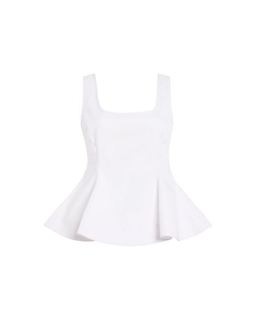Franchise White Marie Cotton-Blend Peplum Top