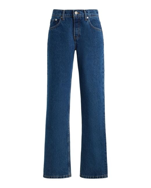 EB DENIM Blue Ariel Rigid Mid-Rise Wedgie Straight-Leg Jeans
