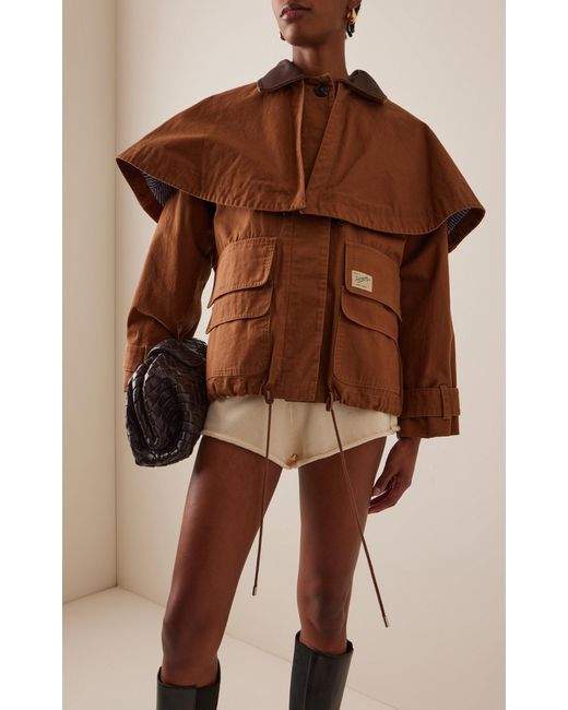 Sea Brown Carolyn Cape-Detailed Cotton Workwear Jacket