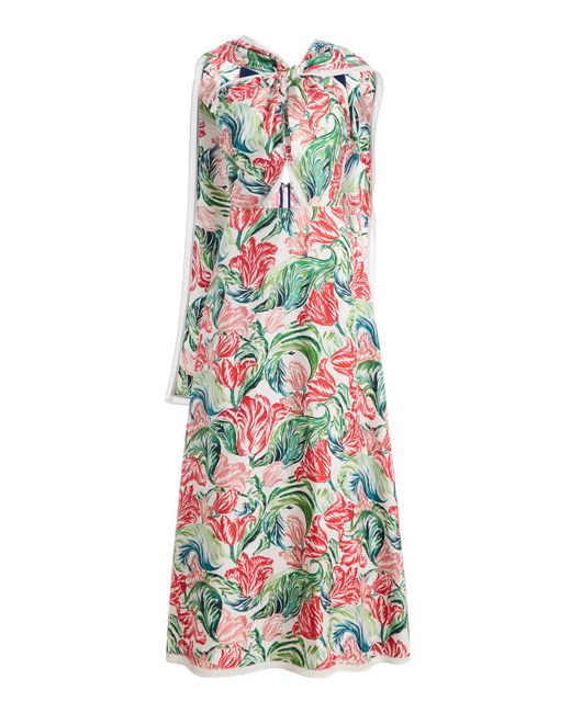 Rosie Assoulin White X-Drape Silk Midi Dress