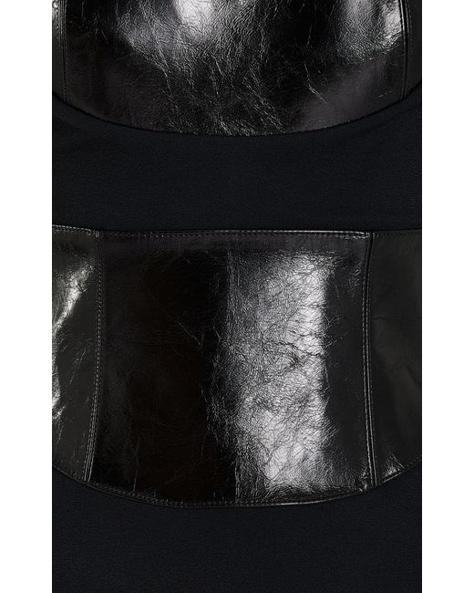 Brandon Maxwell Black The Wylder Dress Leather Corset Maxi Dress