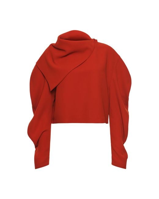 A.W.A.K.E. MODE Red Draped Crepe Top