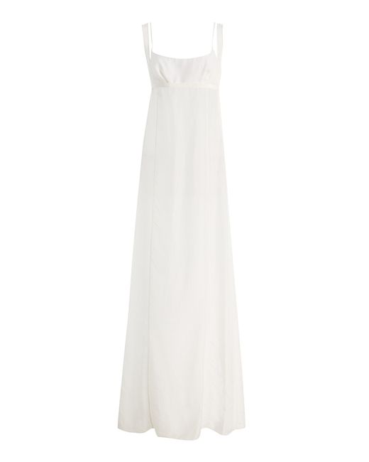 Colleen Allen White Scoop Front Silk Voile Dress